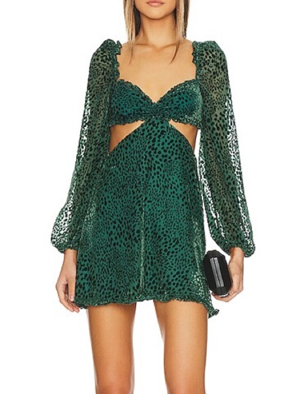 Revolve Majorelle Mariah Mini Dress Deep Teal Cutout Sexy Medium Wedding Guest